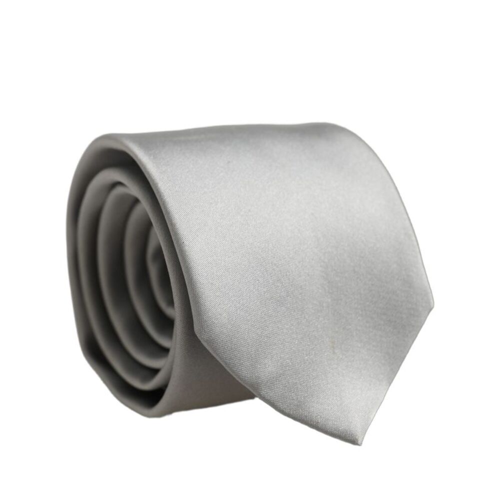 Dolce & Gabbana Gray Satin 100% Silk Adjustable Men'sd Men NeckMen's Men's Tie